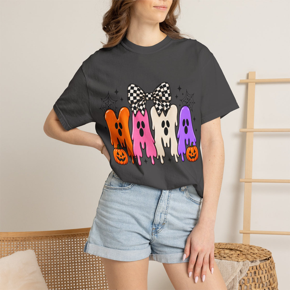 Mama Ghosts Halloween T-Shirt — Cute Spooky Mom Tee with Pumpkins