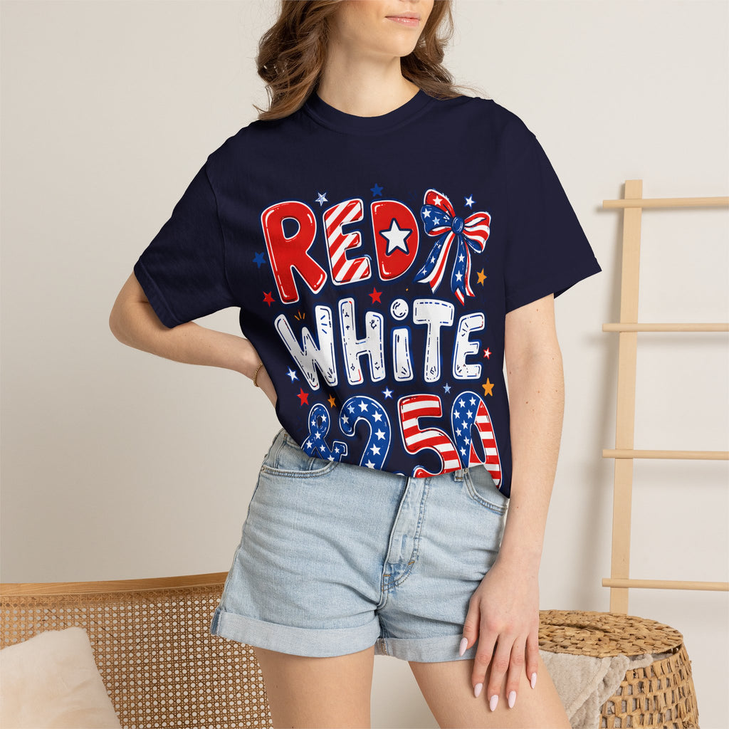 Red White & 250 Patriotic T-Shirt — 4th of July Celebration Tee