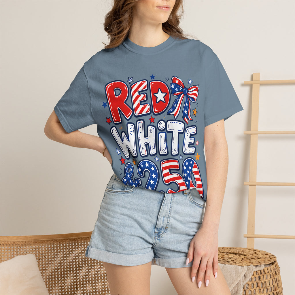 Red White & 250 Patriotic T-Shirt — 4th of July Celebration Tee