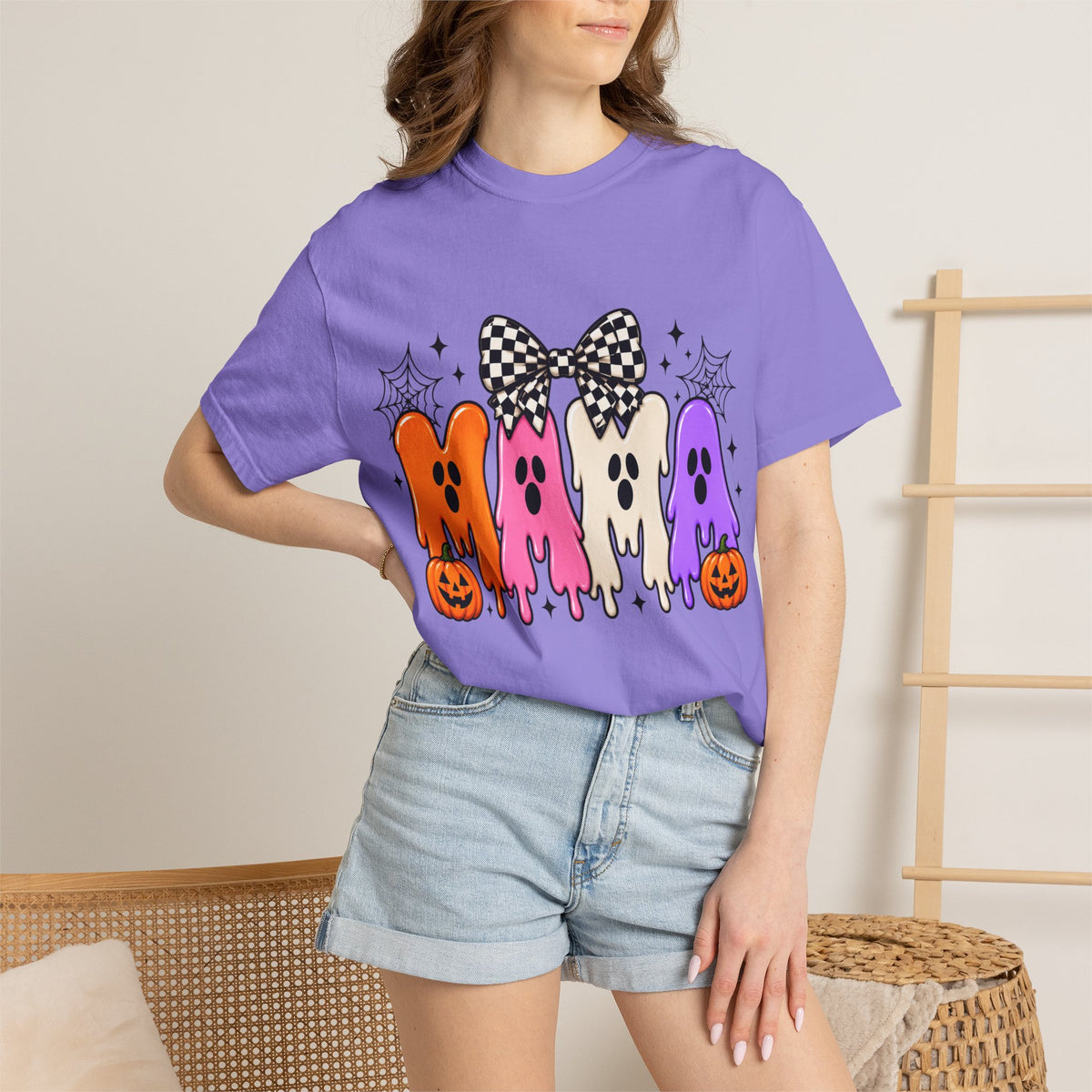 Mama Ghosts Halloween T-Shirt — Cute Spooky Mom Tee with Pumpkins