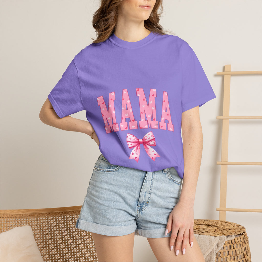 Mama Pink Polka Dot T‑Shirt — Cute Mama Tee with Bow