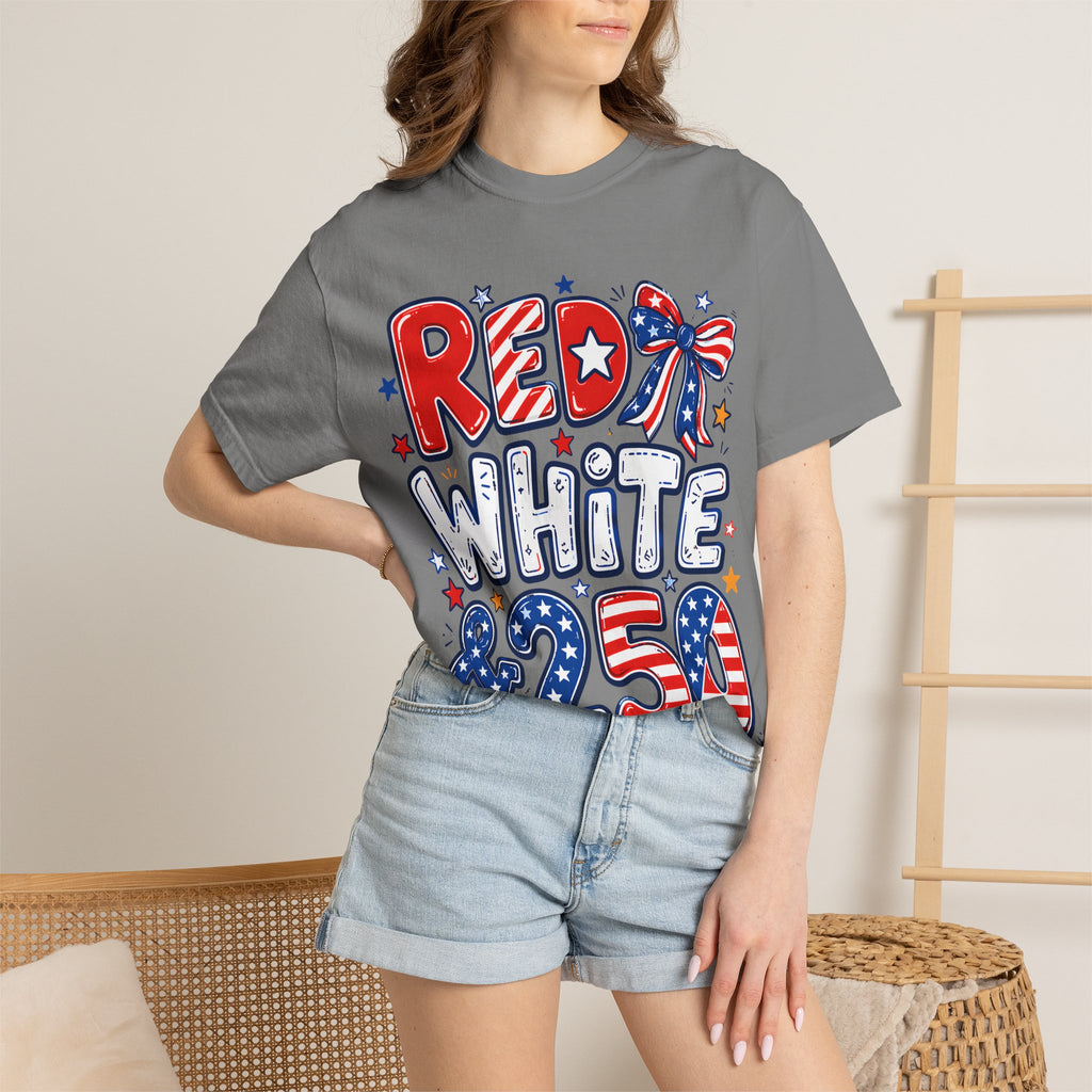 Red White & 250 Patriotic T-Shirt — 4th of July Celebration Tee