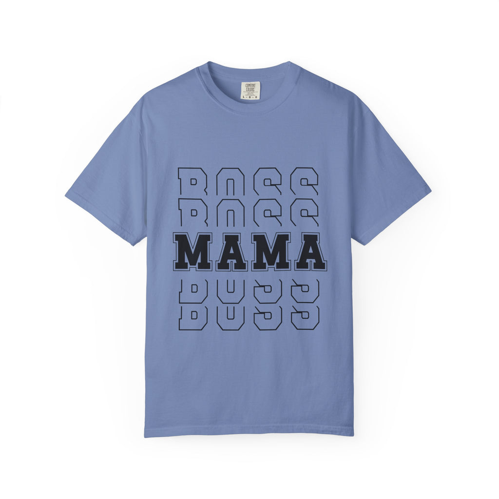 Mama Boss T-Shirt — 'MAMA' Layered Text Graphic Tee for Moms