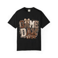 Game Day Graphic Tee — Retro Brown Bow Football Fan Shirt
