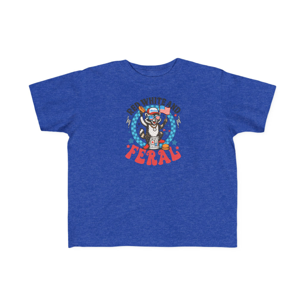 Toddler Tee — "Red White and Feral" Patriotic Cartoon Raccoon