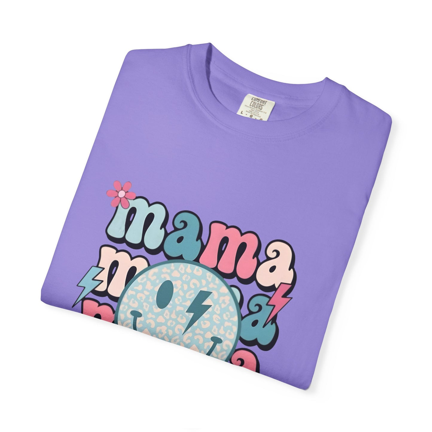 Mama Smiley Graphic T-Shirt — Retro Pink & Blue Mother’s Day Tee