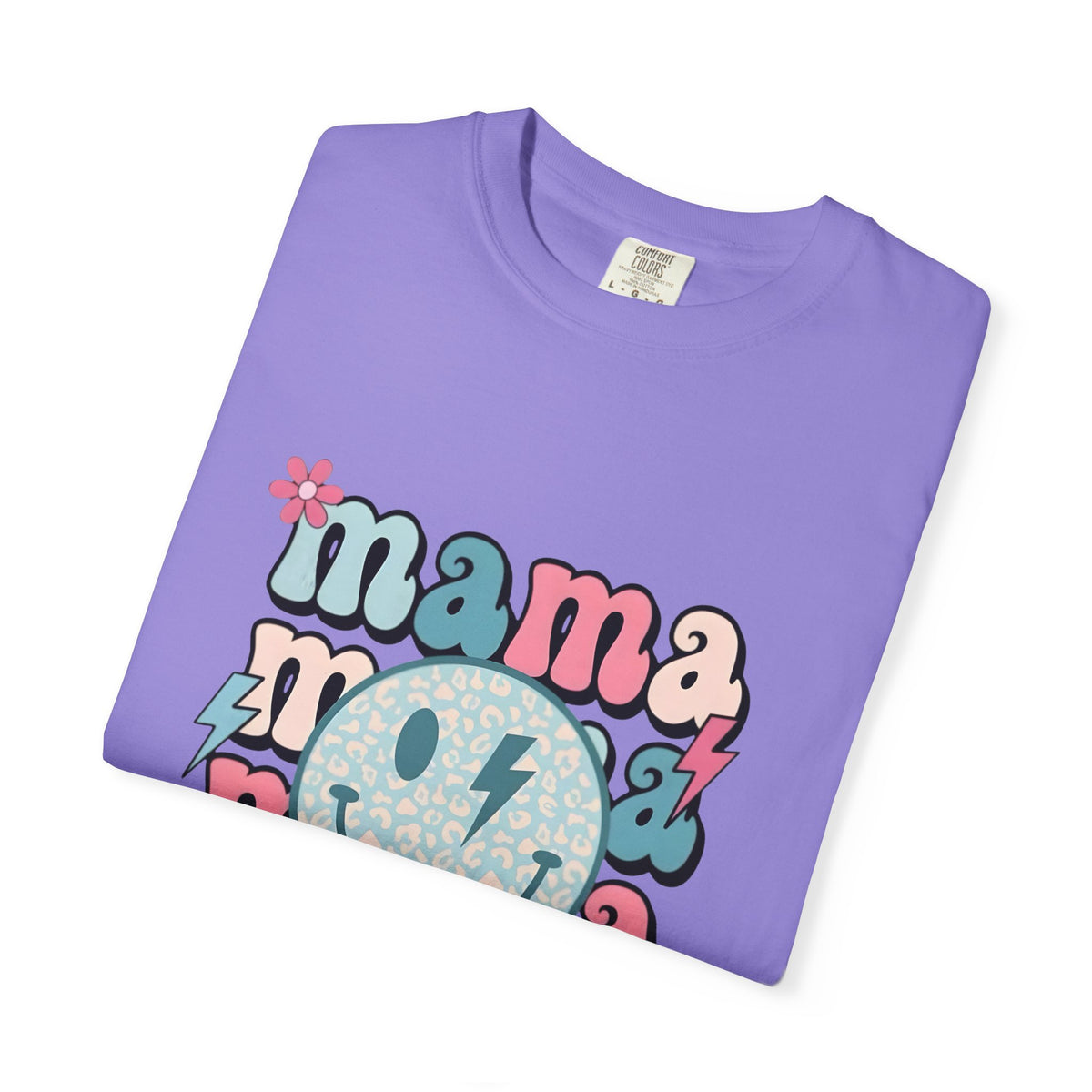 Mama Smiley Graphic T-Shirt — Retro Pink & Blue Mother’s Day Tee