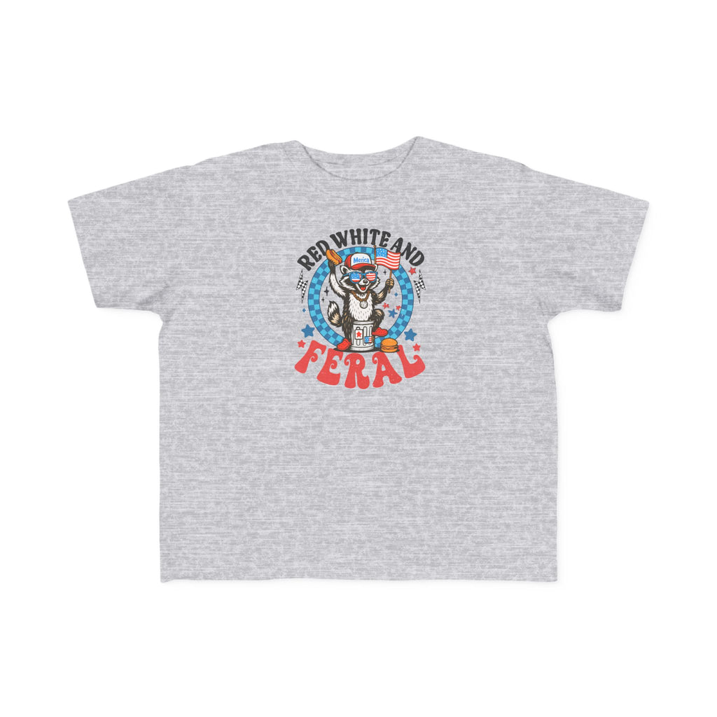 Toddler Tee — "Red White and Feral" Patriotic Cartoon Raccoon