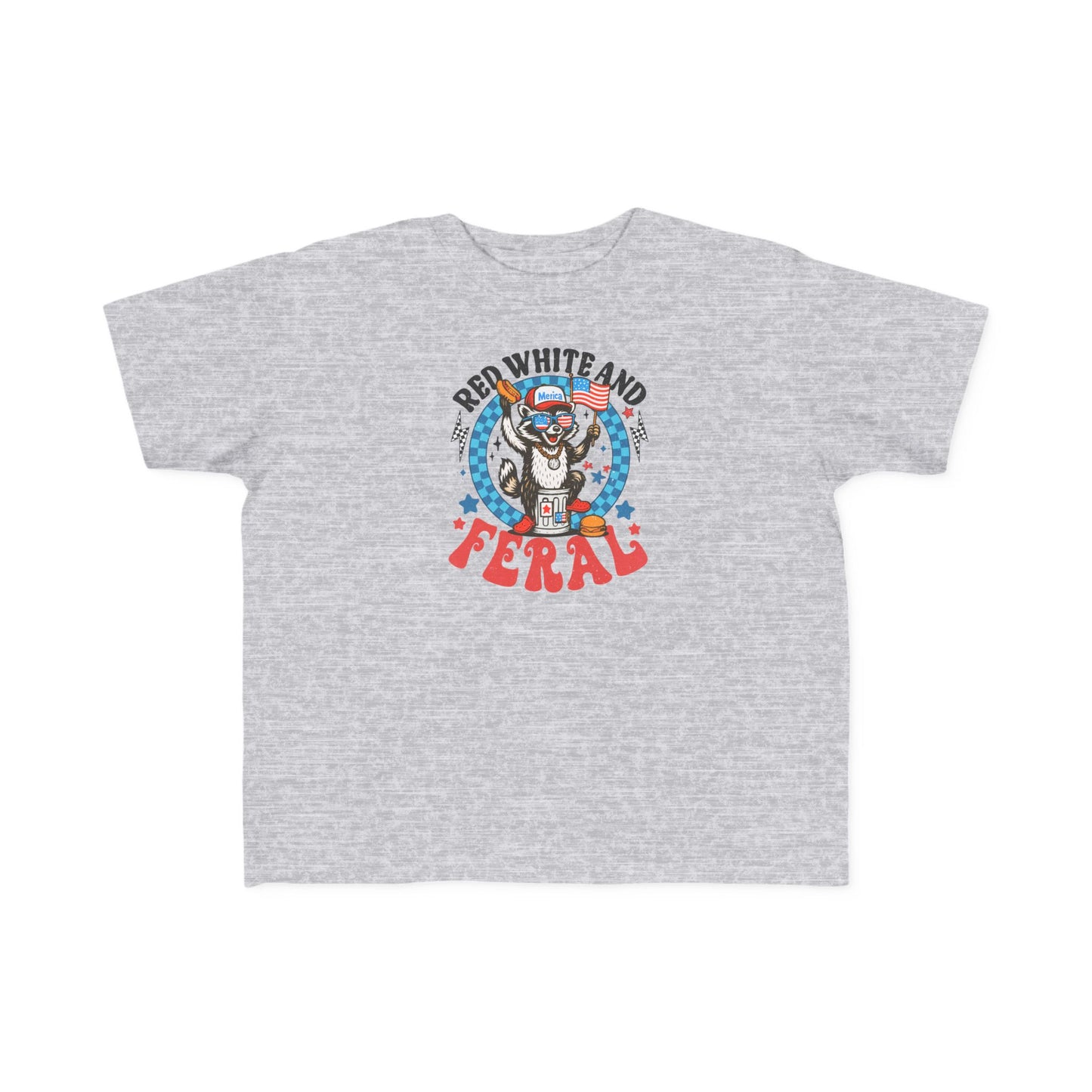Toddler Tee — "Red White and Feral" Patriotic Cartoon Raccoon