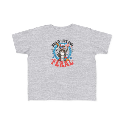 Toddler Tee — "Red White and Feral" Patriotic Cartoon Raccoon