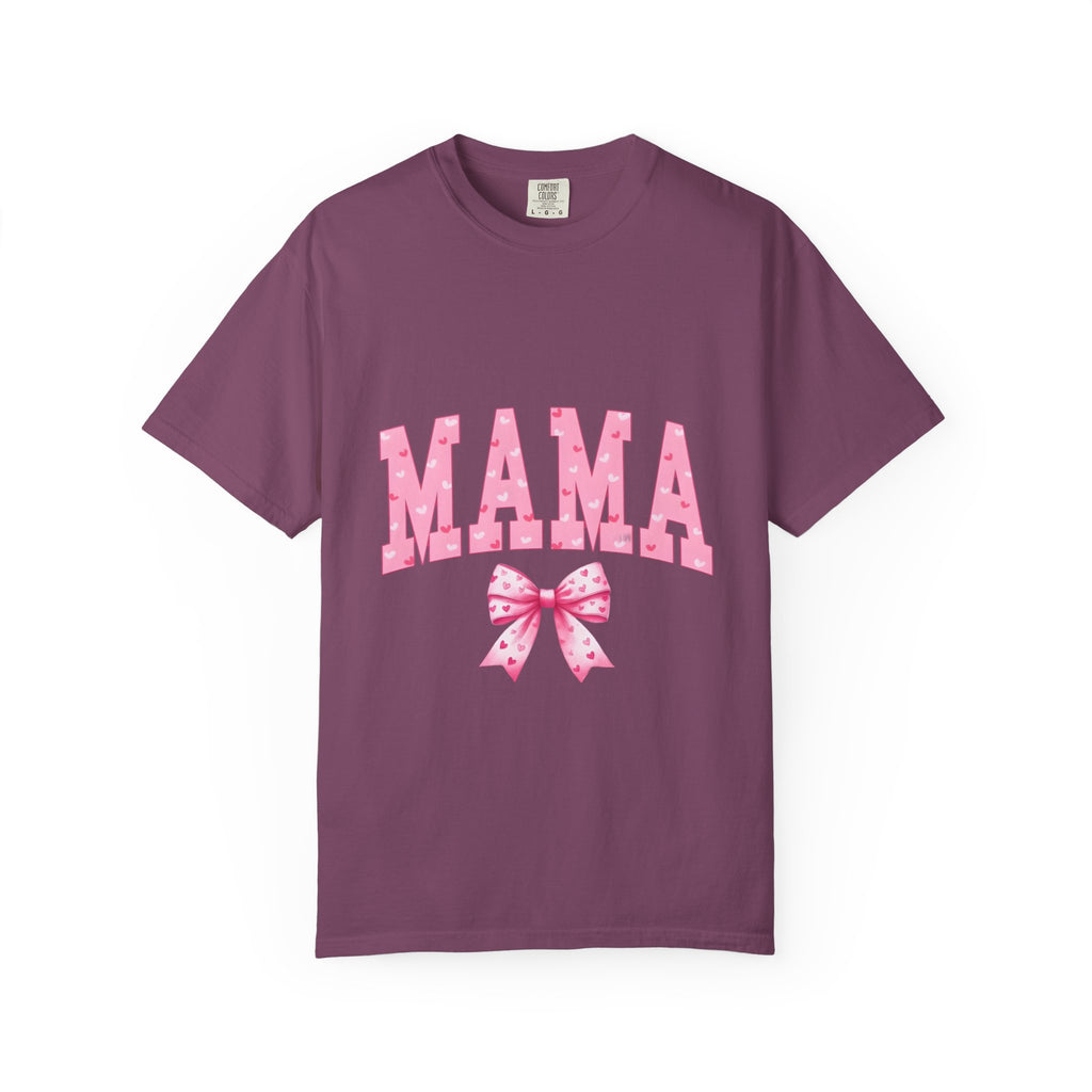 Mama Pink Polka Dot T‑Shirt — Cute Mama Tee with Bow