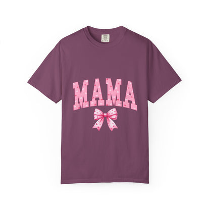 Mama Pink Polka Dot T‑Shirt — Cute Mama Tee with Bow