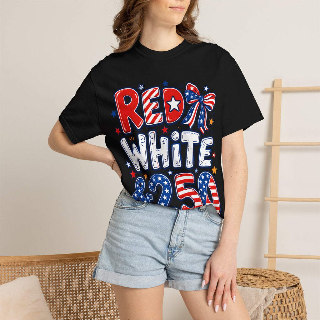 Red White & 250 Patriotic T-Shirt — 4th of July Celebration Tee