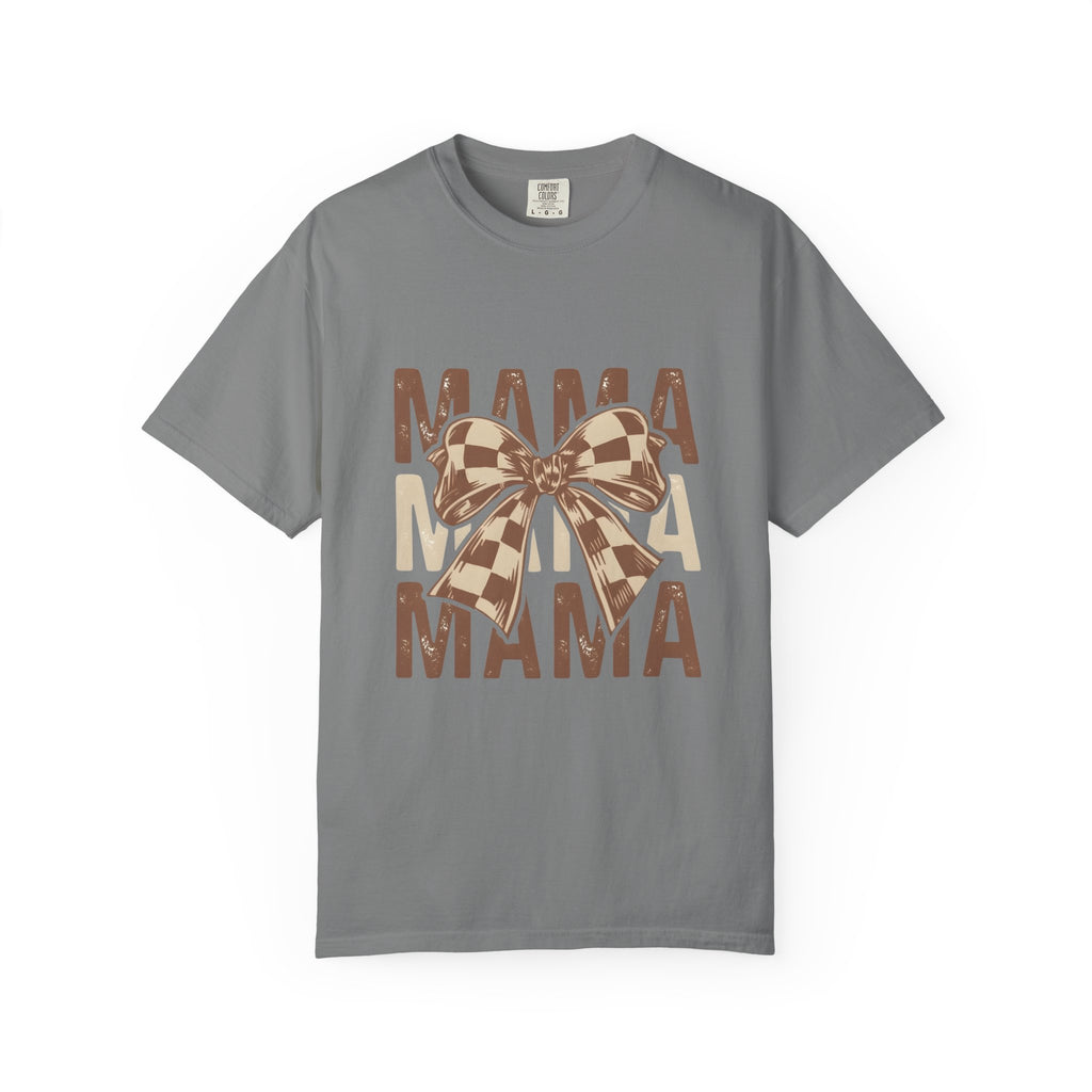 Mama Bow T-Shirt — Buffalo Check Ribbon Mom Shirt
