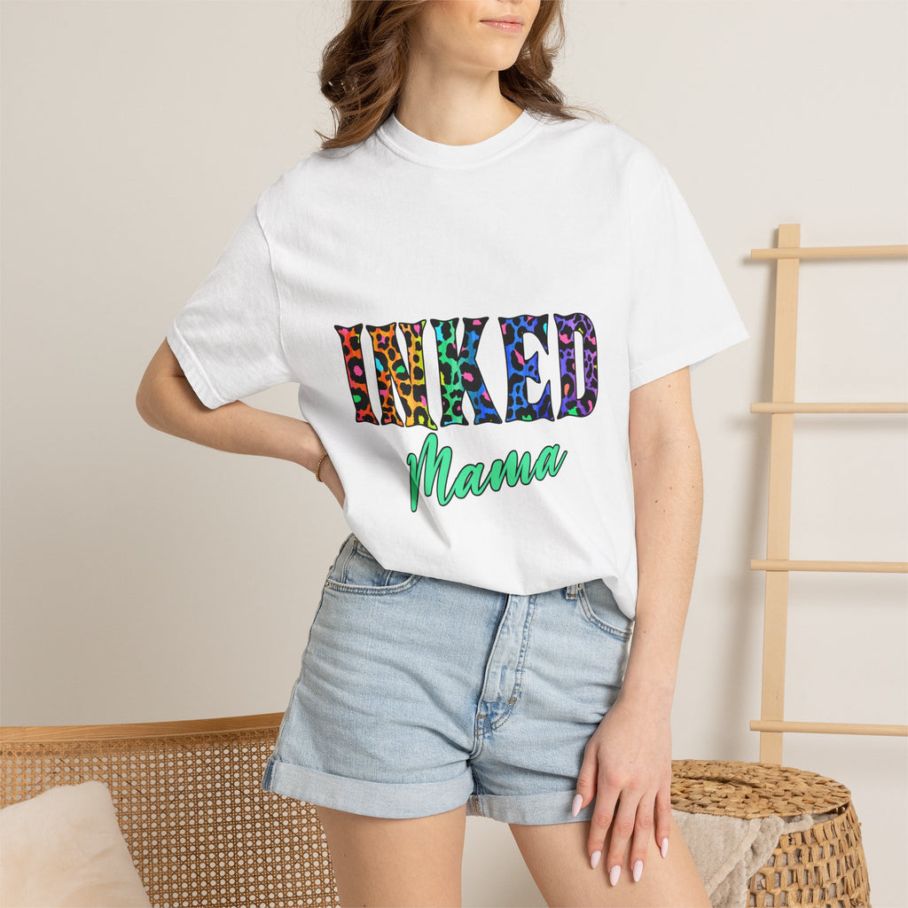 Inked Mama T-Shirt — Colorful Tattoo Script Tee for Moms