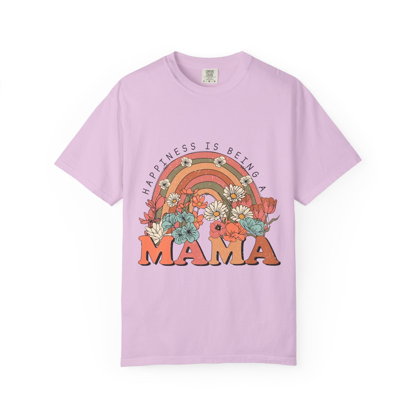 Mama Retro Rainbow Floral T-Shirt — "Happiness Is Being a Mama" Mother's Day Gift