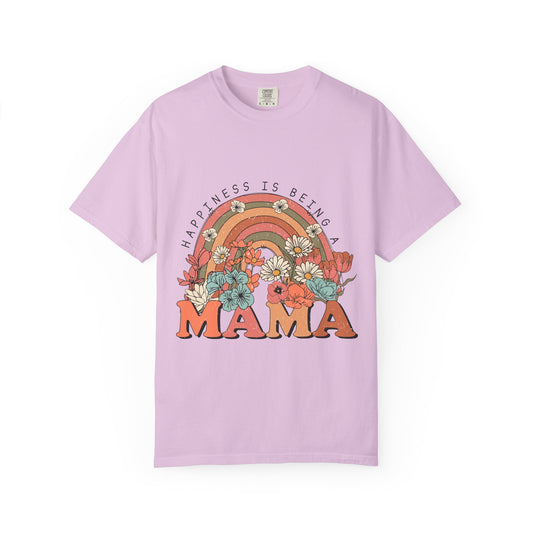 Mama Retro Rainbow Floral T-Shirt — "Happiness Is Being a Mama" Mother's Day Gift