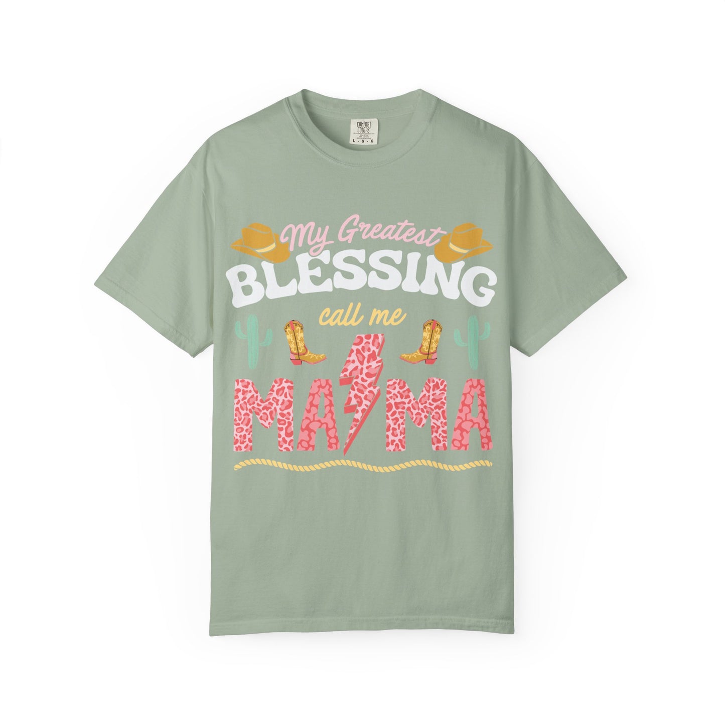Mama T-Shirt – “My Greatest Blessing Call Me Mama” Western Cactus Graphic Tee