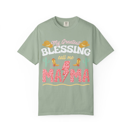 Mama T-Shirt – “My Greatest Blessing Call Me Mama” Western Cactus Graphic Tee