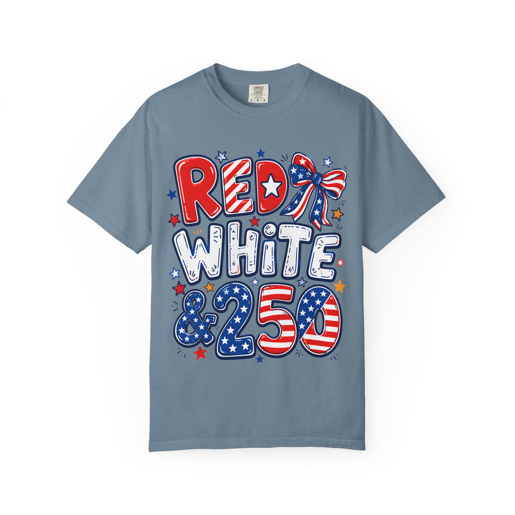 Red White & 250 Patriotic T-Shirt — 4th of July Celebration Tee