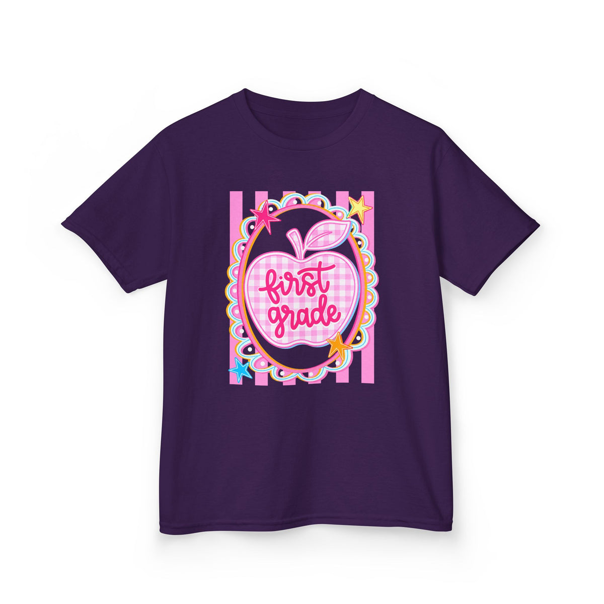 First Grade Kids T‑Shirt — Pink Apple Back to School Tee