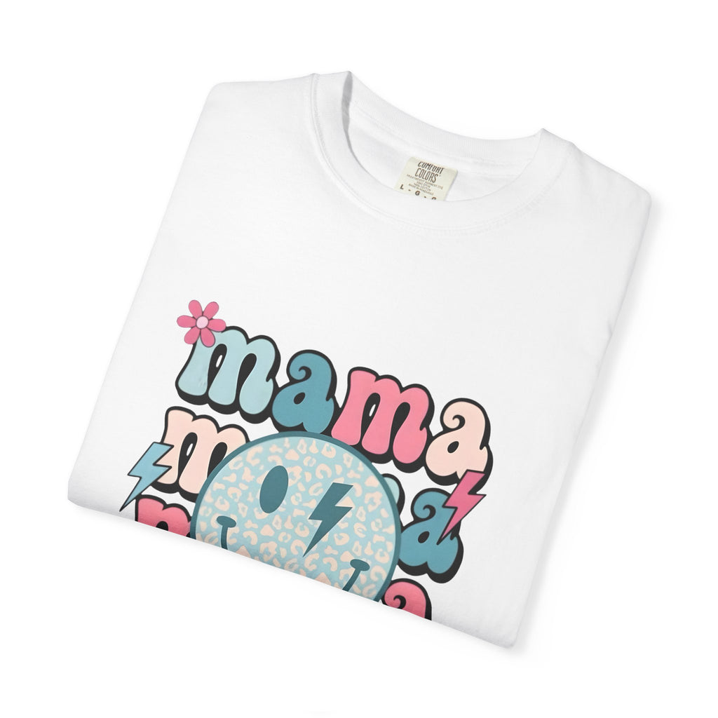 Mama Smiley Graphic T-Shirt — Retro Pink & Blue Mother’s Day Tee