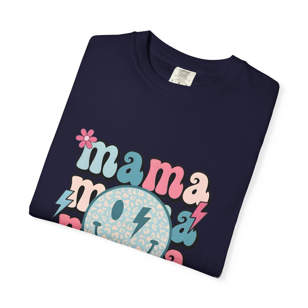 Mama Smiley Graphic T-Shirt — Retro Pink & Blue Mother’s Day Tee