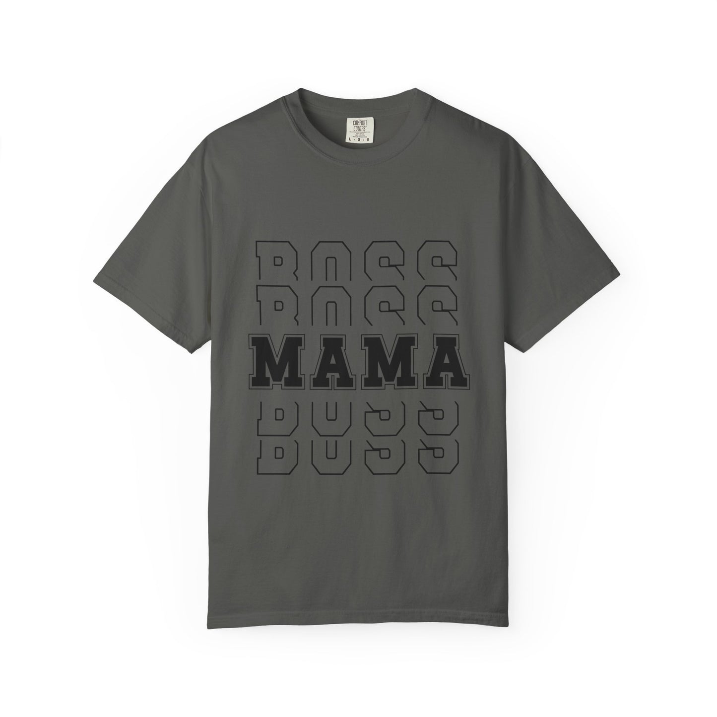 Mama Boss T-Shirt — 'MAMA' Layered Text Graphic Tee for Moms