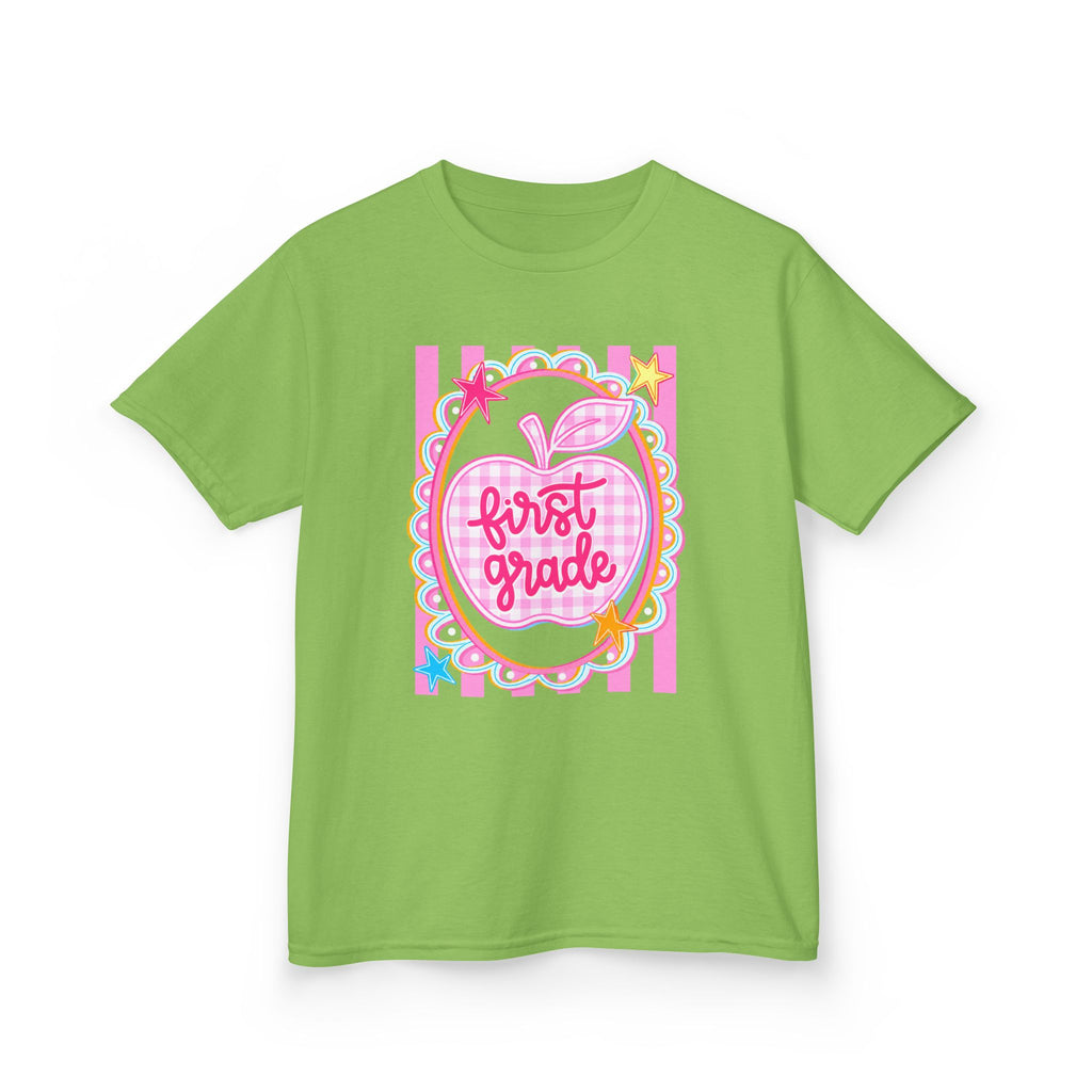 First Grade Kids T‑Shirt — Pink Apple Back to School Tee