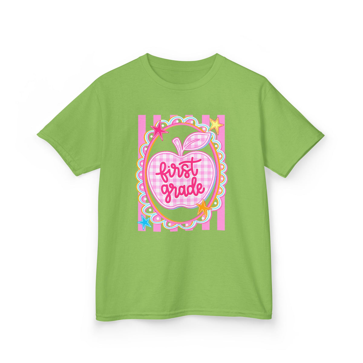 First Grade Kids T‑Shirt — Pink Apple Back to School Tee