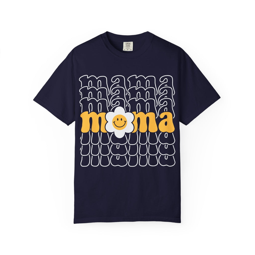 Mama Floral Retro T-Shirt — Sunny Yellow Vintage Mom Tee