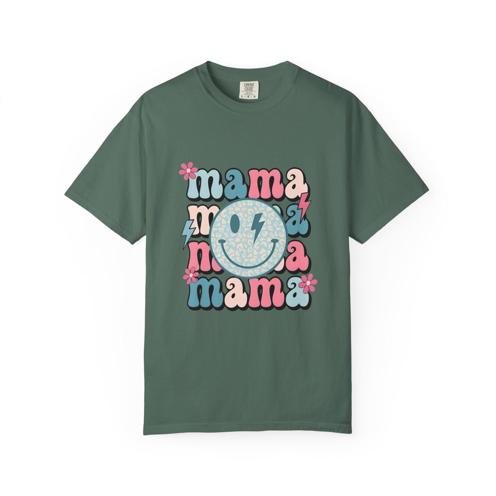 Mama Smiley Graphic T-Shirt — Retro Pink & Blue Mother’s Day Tee