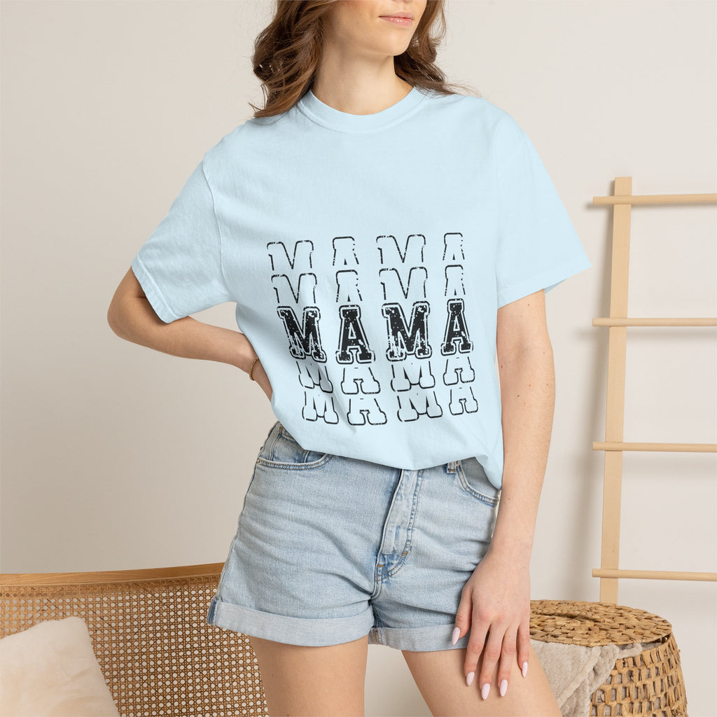 Mama Repeat Graphic T-Shirt — Vintage Outline "MAMA" Mom Tee