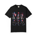 Patriotic Dancing Skeletons T-Shirt | 4th of July Flag Fireworks