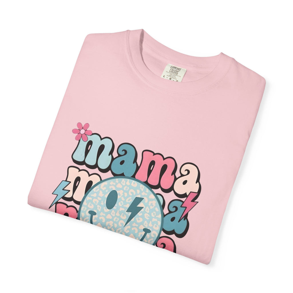 Mama Smiley Graphic T-Shirt — Retro Pink & Blue Mother’s Day Tee