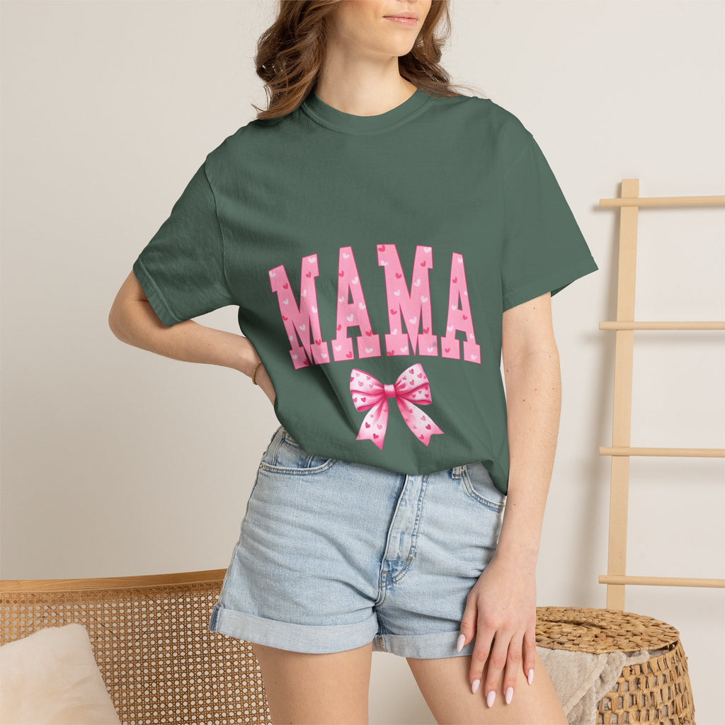 Mama Pink Polka Dot T‑Shirt — Cute Mama Tee with Bow