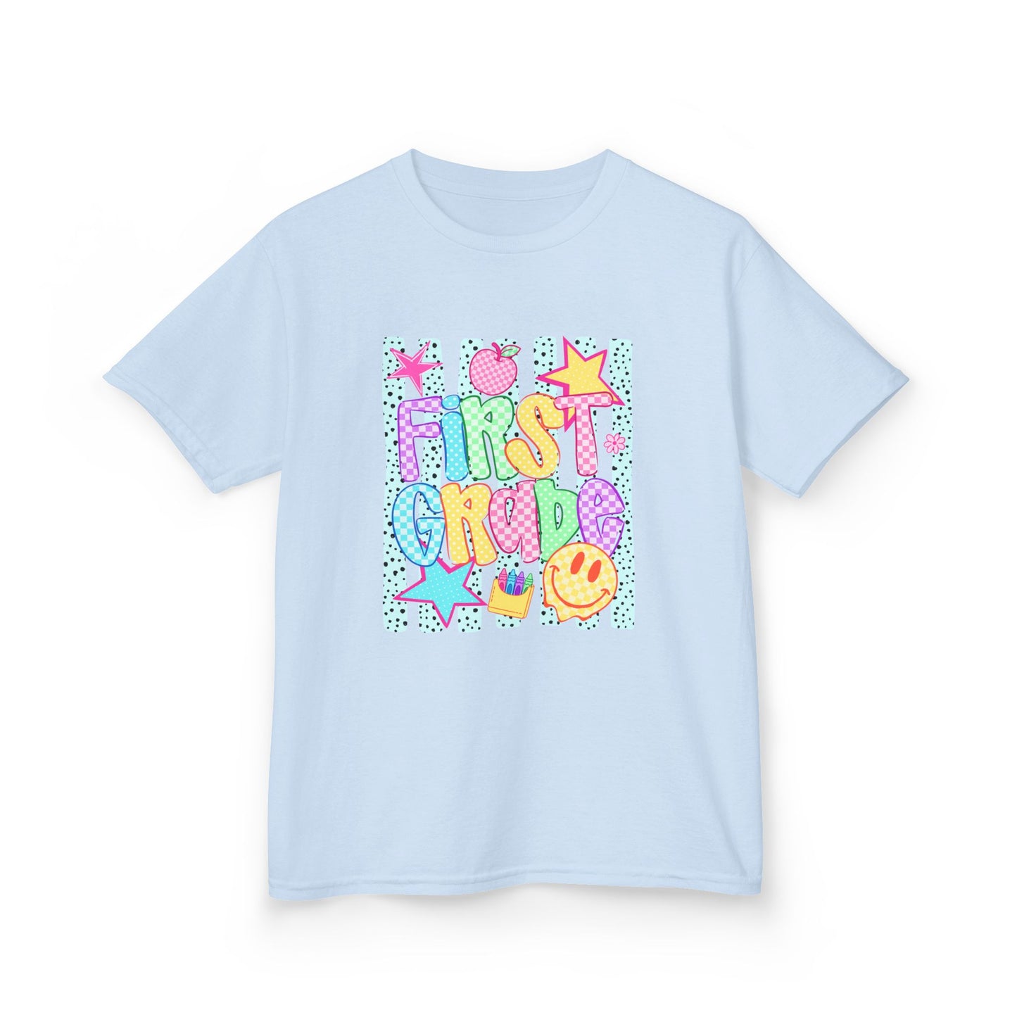 First Grade Kids T‑Shirt — Colorful Back-to-School Design