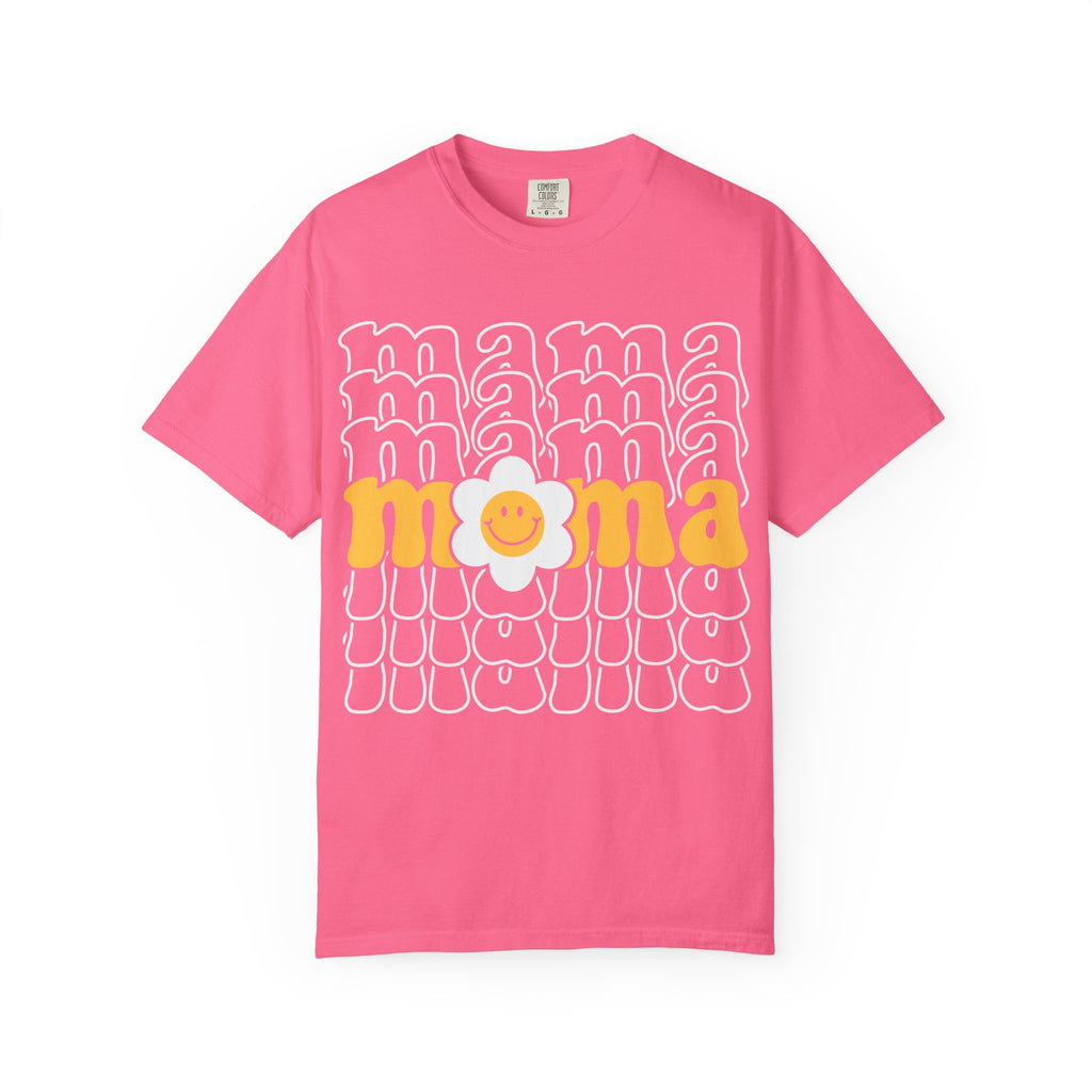 Mama Floral Retro T-Shirt — Sunny Yellow Vintage Mom Tee