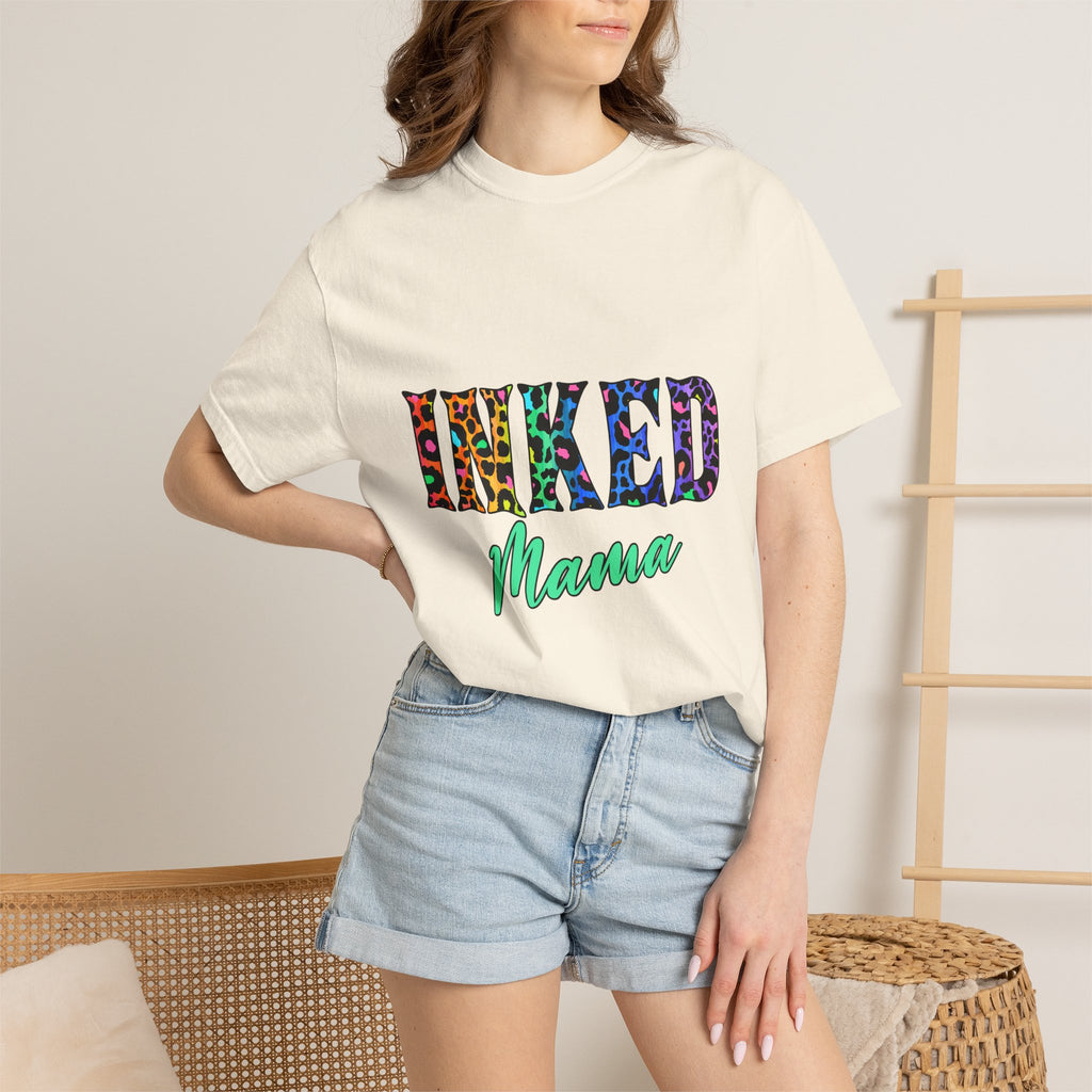 Inked Mama T-Shirt — Colorful Tattoo Script Tee for Moms