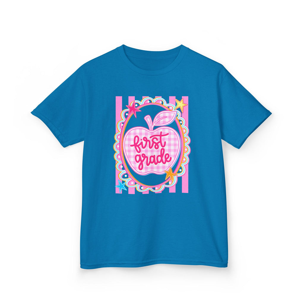 First Grade Kids T‑Shirt — Pink Apple Back to School Tee