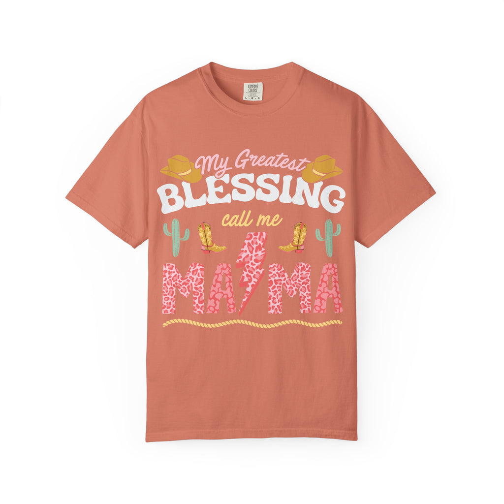 Mama T-Shirt – “My Greatest Blessing Call Me Mama” Western Cactus Graphic Tee