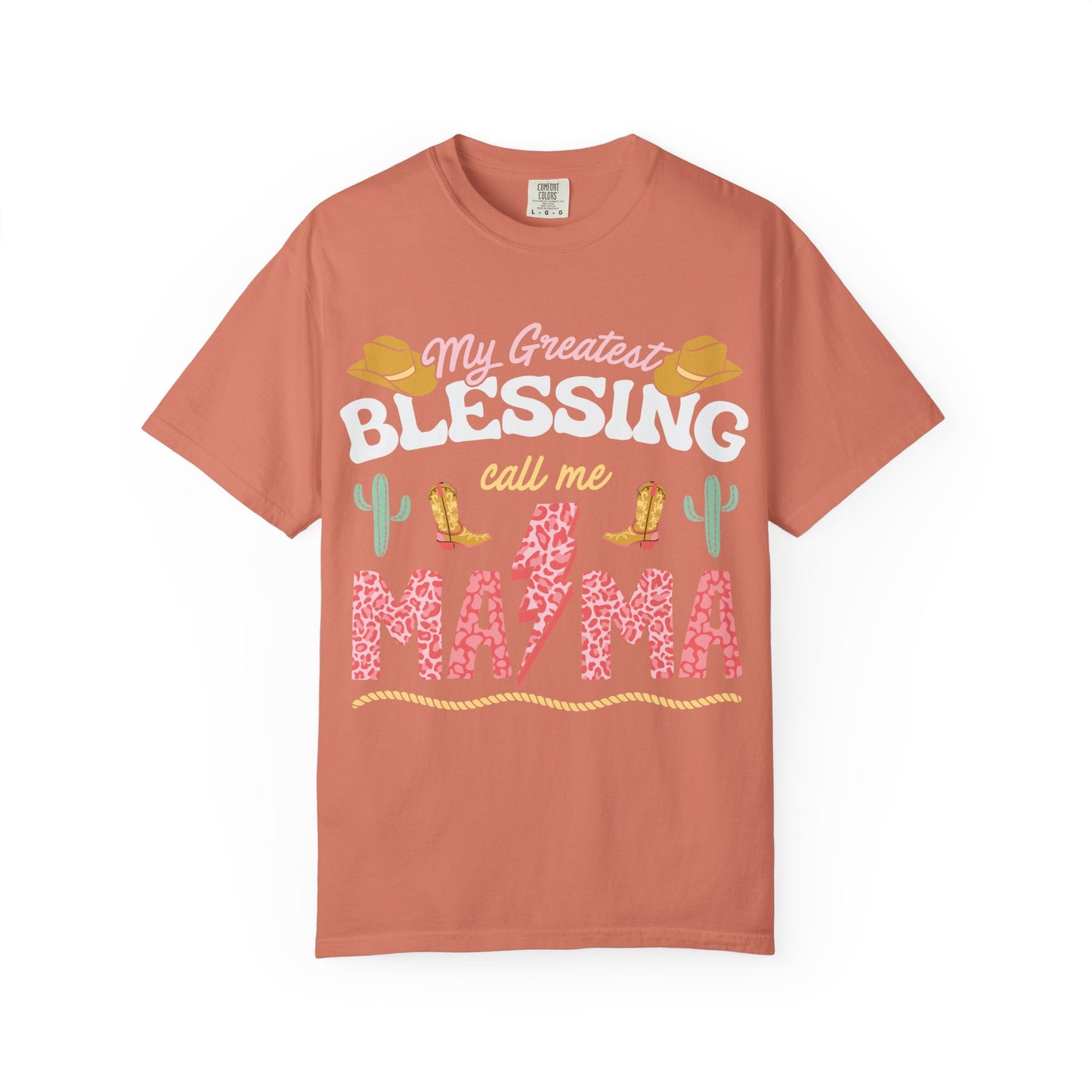 Mama T-Shirt – “My Greatest Blessing Call Me Mama” Western Cactus Graphic Tee