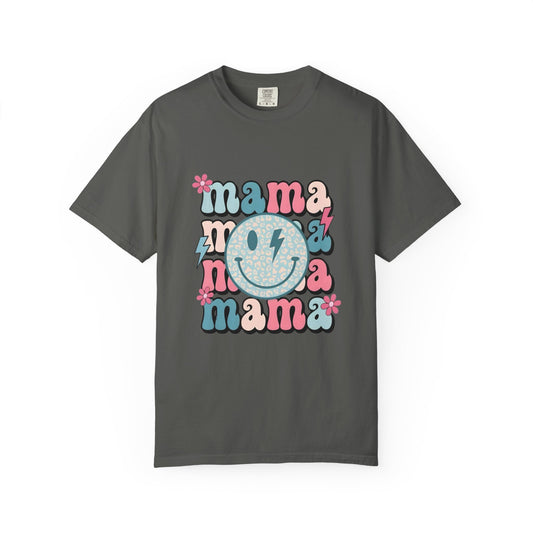 Mama Smiley Graphic T-Shirt — Retro Pink & Blue Mother’s Day Tee