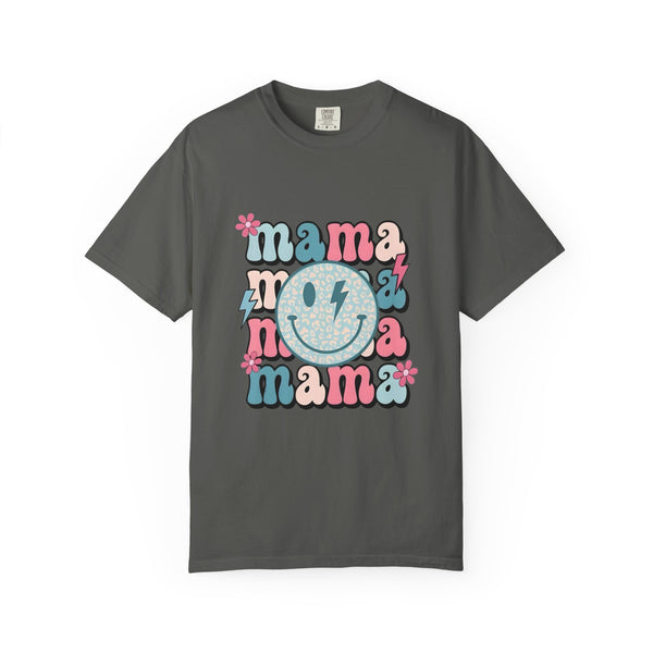 Mama Smiley Graphic T-Shirt — Retro Pink & Blue Mother’s Day Tee