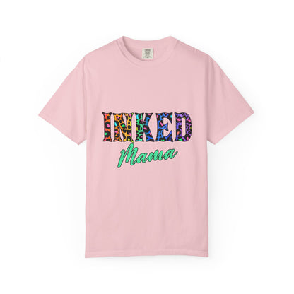 Inked Mama T-Shirt — Colorful Tattoo Script Tee for Moms