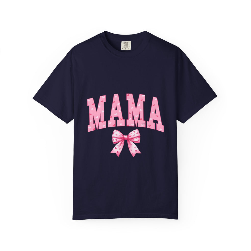 Mama Pink Polka Dot T‑Shirt — Cute Mama Tee with Bow