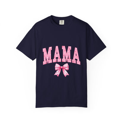 Mama Pink Polka Dot T‑Shirt — Cute Mama Tee with Bow