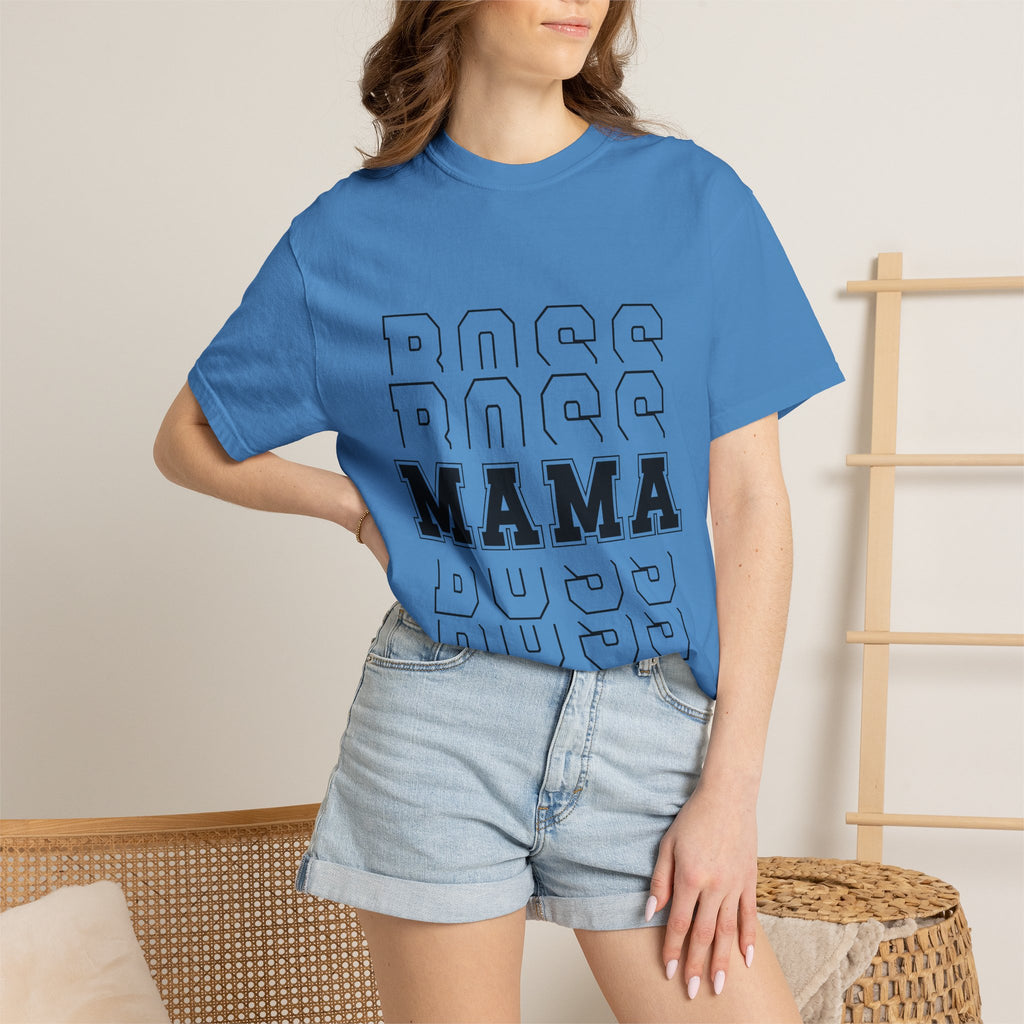 Mama Boss T-Shirt — 'MAMA' Layered Text Graphic Tee for Moms
