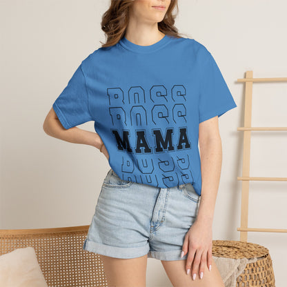 Mama Boss T-Shirt — 'MAMA' Layered Text Graphic Tee for Moms