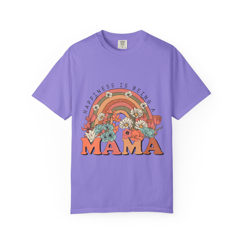 Mama Retro Rainbow Floral T-Shirt — "Happiness Is Being a Mama" Mother's Day Gift